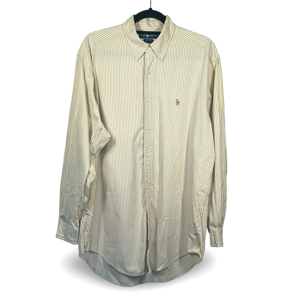Ralph Lauren Vintage Yarmouth Dress Shirt Neck Size 16-3/4 Office Career Striped